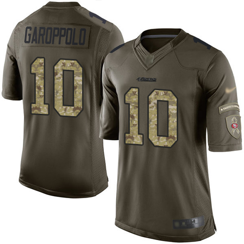 49ers #10 Jimmy Garoppolo Green Youth Stitched Limited 2015 Salute To Service Jersey