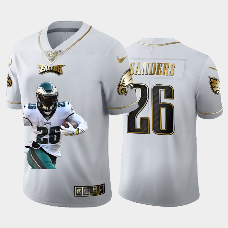 Philadelphia Eagles #26 Miles Sanders Team Hero 3 Vapor Limited 100 Jersey White Golden