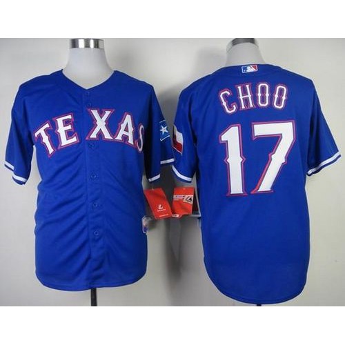 Texas Rangers #17 Shin-Soo Choo Blue Cool Base Stitched Jersey Men's