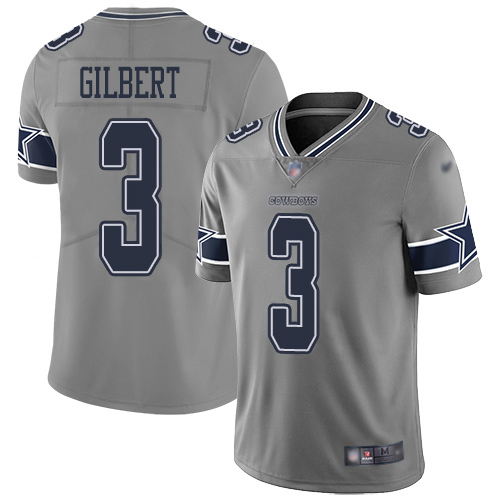 Dallas Cowboys #3 Garrett Gilbert Gray Men's Stitched Limited Inverted Legend Jersey Men's