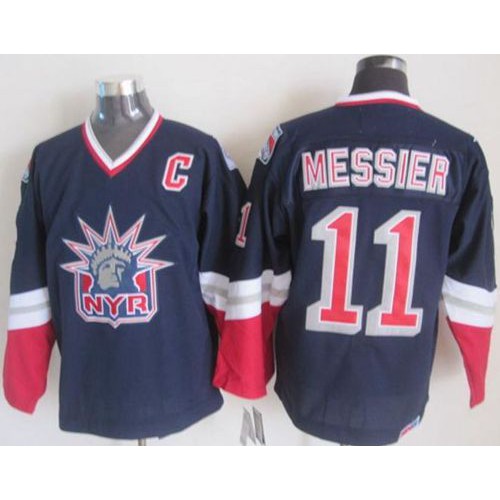 New York Rangers #11 Mark Messier Navy Blue CCM Statue of Liberty Stitched Jersey Men's