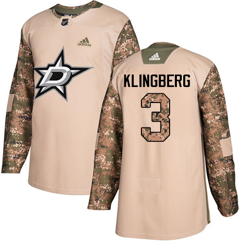 Adidas Dallas Stars #3 John Klingberg Camo Authentic 2017 Veterans Day Stitched Jersey Men's
