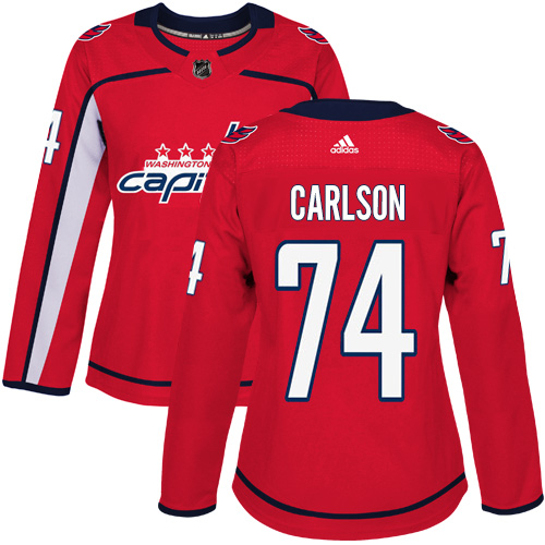 Adidas Washington Capitals #74 John Carlson Red Home Authentic Women's Stitched Jersey Womens