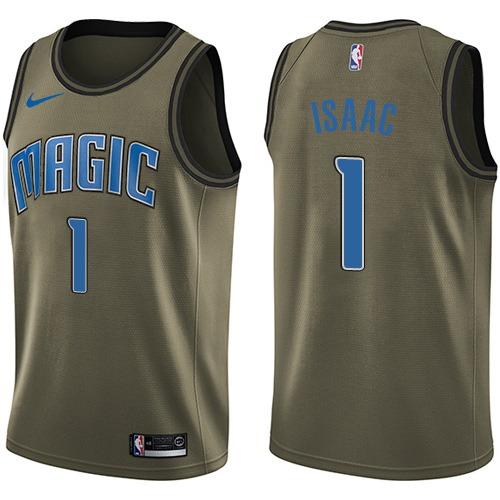 Orlando Magic #1 Jonathan Isaac Green Salute to Service Youth Swingman Jersey Youth