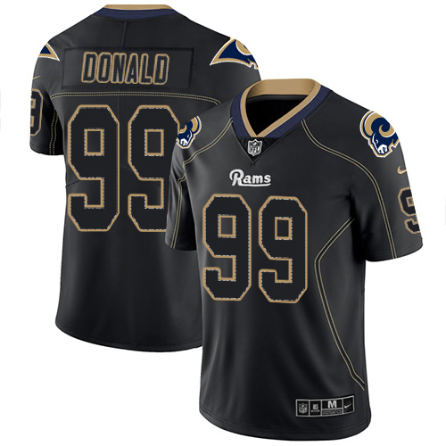 Rams #99 Aaron Donald Lights Out Black Men's Stitched Limited Rush Jersey