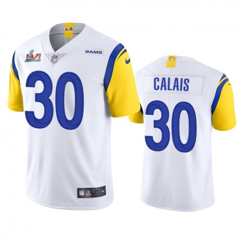 Los Angeles Los Angeles Rams #30 Raymond Calais Men's Super Bowl LVI Patch Alternate Vapor Limited Jersey - White Men's