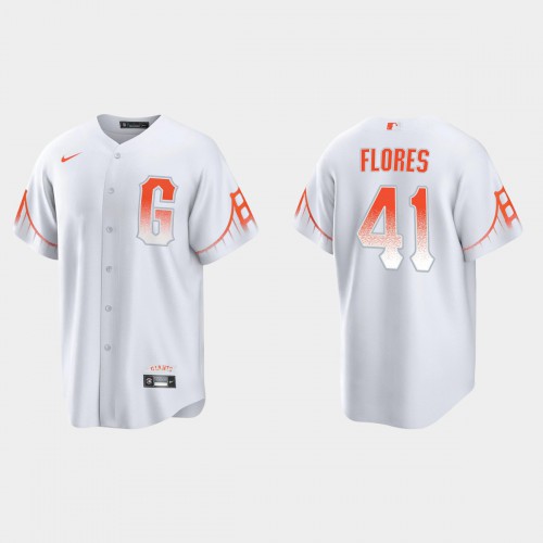 San Francisco San Francisco Giants #41 Wilmer Flores Men's 2021 City Connect White Fan's Version Jersey Men's