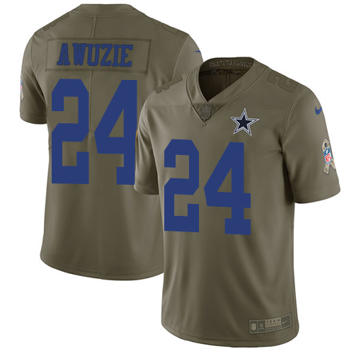 Dallas Cowboys #24 Chidobe Awuzie Olive Men's Stitched Limited 2017 Salute To Service Jersey Men's