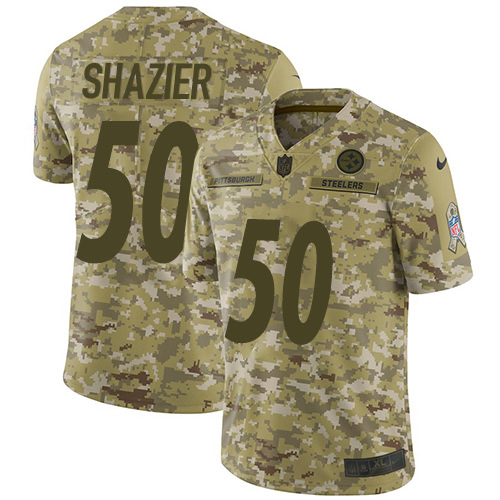 Pittsburgh Steelers #50 Ryan Shazier Camo Youth Stitched Limited 2018 Salute to Service Jersey Youth