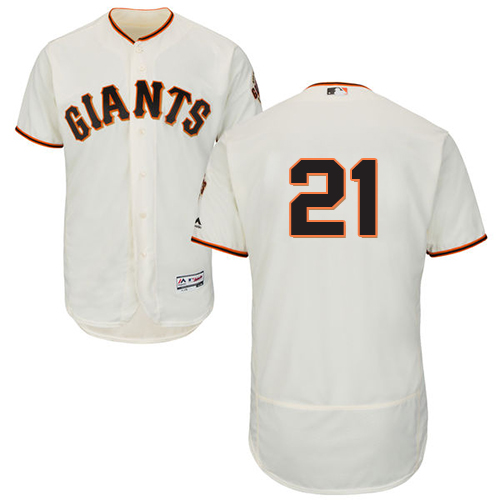 San Francisco Giants #21 Deion Sanders Cream Flexbase Authentic Collection Stitched Jersey Men's
