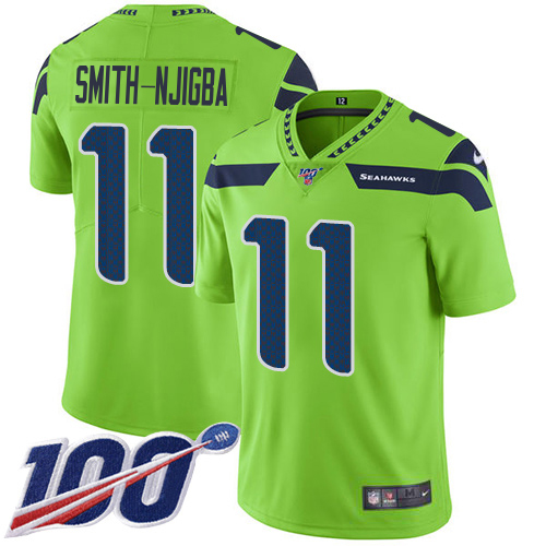 Seahawks #11 Jaxon Smith-Njigba Green Youth Stitched Limited Rush 100th Season Jersey