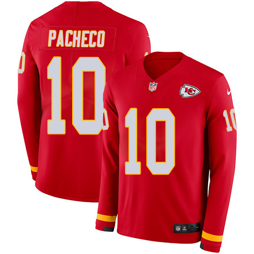 Chiefs #10 Isiah Pacheco Red Team Color Men's Stitched Limited Therma Long Sleeve Jersey