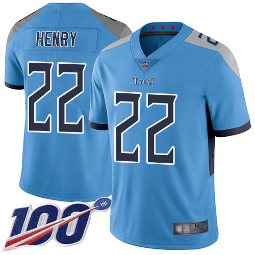 Titans #22 Derrick Henry Light Blue Alternate Men's Stitched 100th Season Vapor Limited Jersey