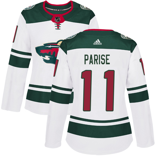 Adidas Minnesota Wild #11 Zach Parise White Road Authentic Women's Stitched Jersey Womens