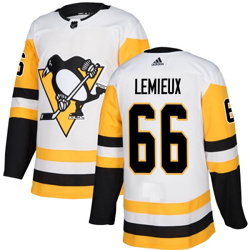 Adidas Pittsburgh Penguins #66 Mario Lemieux White Road Authentic Stitched Youth Jersey Youth