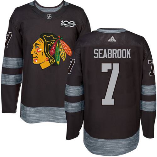 Adidas Chicago Blackhawks #7 Brent Seabrook Black 1917-2017 100th Anniversary Stitched Jersey Men's