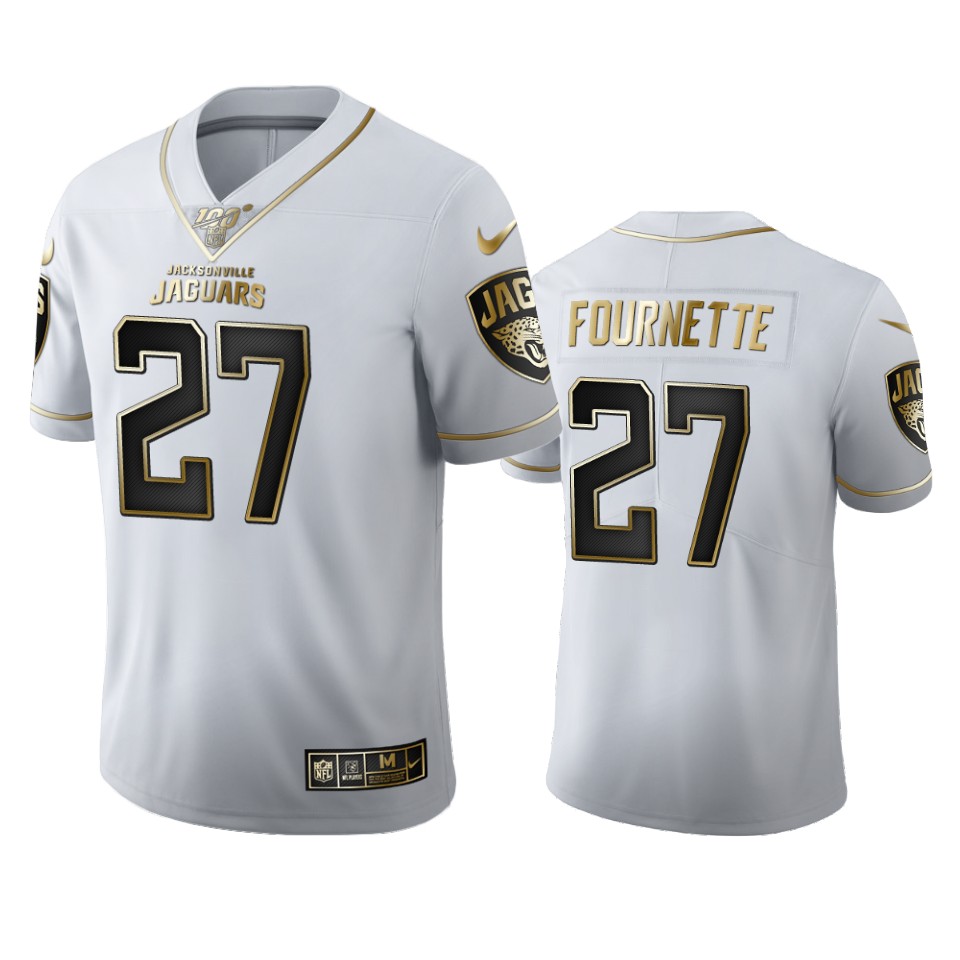 Jacksonville Jaguars #27 Leonard Fournette Men's White Golden Edition Vapor Limited 100 Jersey