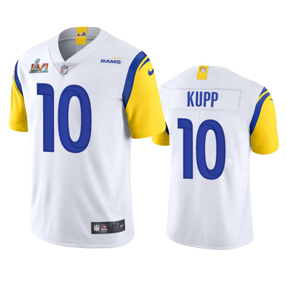 Los Angeles Rams #10 Cooper Kupp Men's Super Bowl LVI Patch Alternate Vapor Limited Jersey - White
