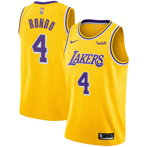 Los Angeles Lakers #4 Rajon Rondo Gold Youth Swingman Icon Edition Jersey Youth