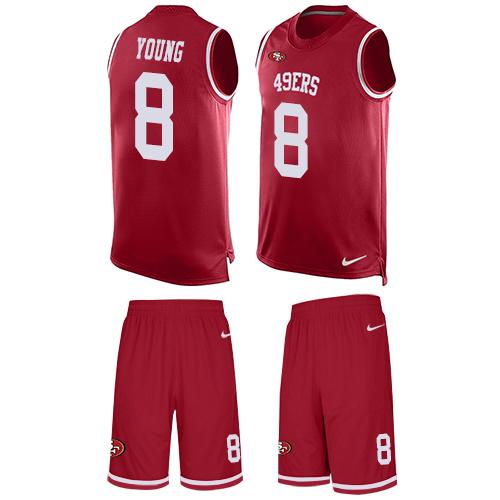 49ers #8 Steve Young Red Team Color Men's Stitched Limited Tank Top Suit Jersey
