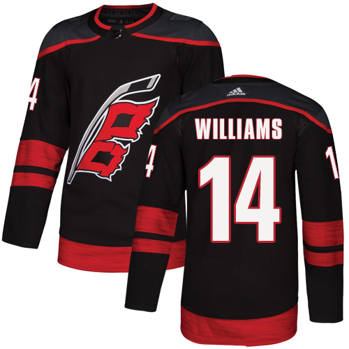 Adidas Carolina Hurricanes #14 Justin Williams Black Alternate Authentic Stitched Jersey Men's