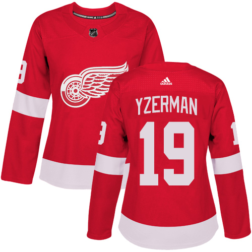 Adidas Detroit Red Wings #19 Steve Yzerman Red Home Authentic Women's Stitched Jersey Womens
