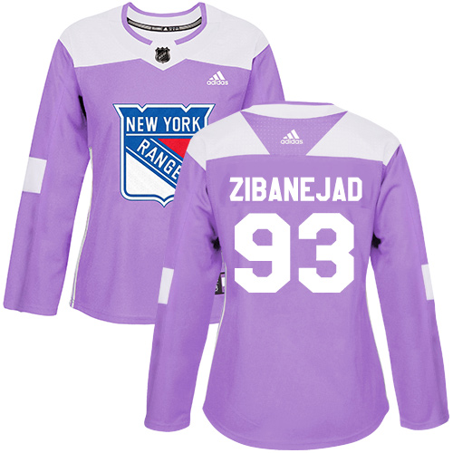 Adidas New York Rangers #93 Mika Zibanejad Purple Authentic Fights Cancer Women's Stitched Jersey Womens