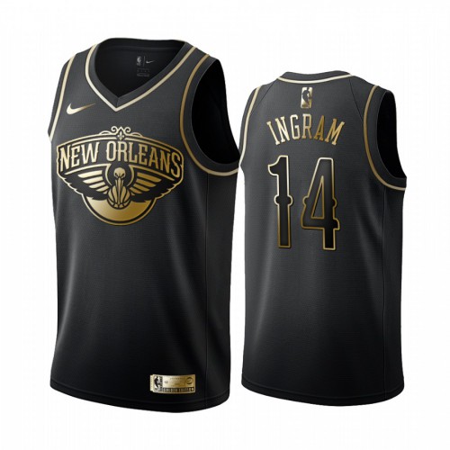 New Orleans Pelicans #14 Brandon Ingram Mens Black Golden Edition Swingman Jersey Mens