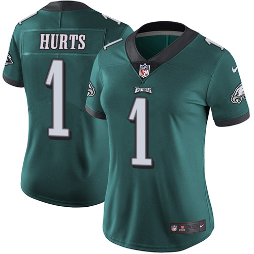 Eagles #1 Jalen Hurts Green Team Color Women's Stitched Vapor Untouchable Limited Jersey