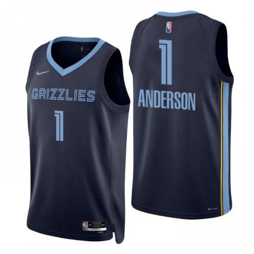 Memphis Grizzlies #1 Kyle Anderson Navy Mens 2021-22 75th Anniversary Diamond Swingman Jersey - Icon Edition Mens