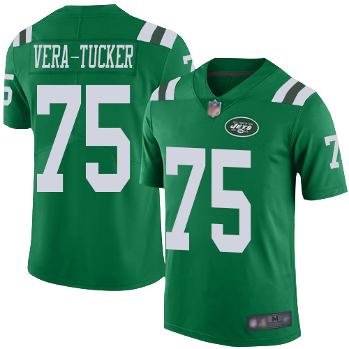 New York Jets #75 Alijah Vera-Tucker Green Youth Stitched Limited Rush Jersey Youth