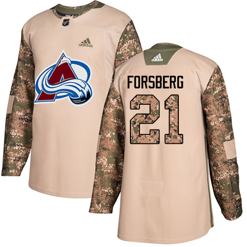 Adidas Colorado Avalanche #21 Peter Forsberg Camo Authentic 2017 Veterans Day Stitched Youth Jersey Youth