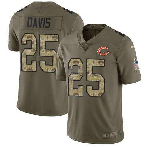 Chicago Bears #25 Mike Davis Olive/Camo Men's Stitched Limited 2017 Salute To Service Jersey Men's