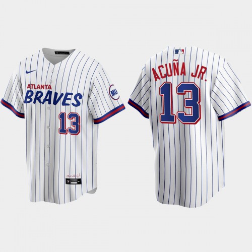 Atlanta Atlanta Braves #13 Ronald Acuna Jr. White Men's 2021 City Connect Replica Jersey Men's