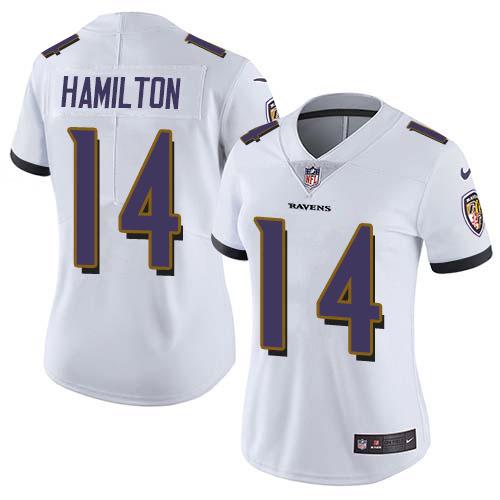 Ravens #14 Kyle Hamilton White Women's Stitched Vapor Untouchable Limited Jersey