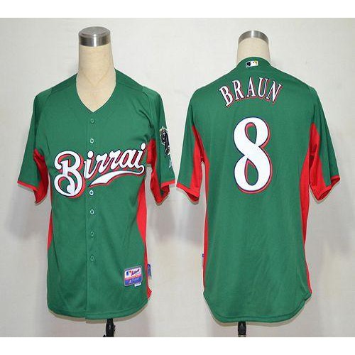 Milwaukee Brewers #8 Ryan Braun Green Birrai Cool Base Stitched Jersey Men's