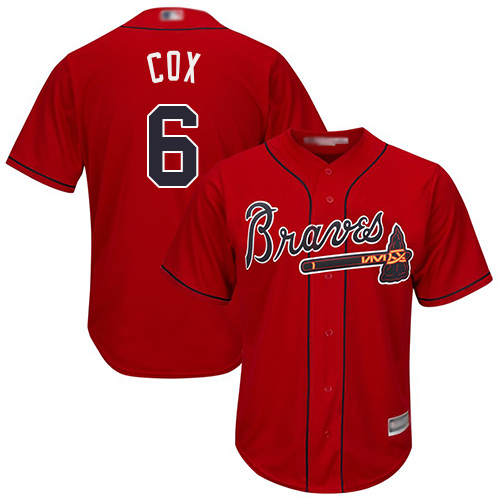 Atlanta Braves #6 Bobby Cox Red Cool Base Stitched Youth Jersey Youth