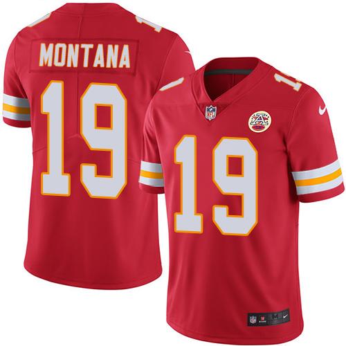 Kansas City Chiefs #19 Joe Montana Red Team Color Men's Stitched Vapor Untouchable Limited Jersey Men's