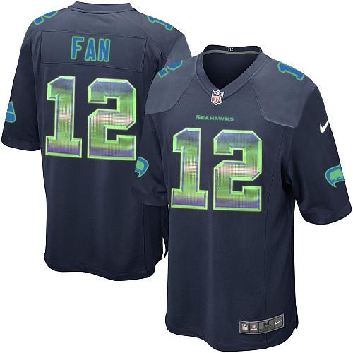 Seahawks #12 Fan Steel Blue Team Color Men's Stitched Limited Strobe Jersey