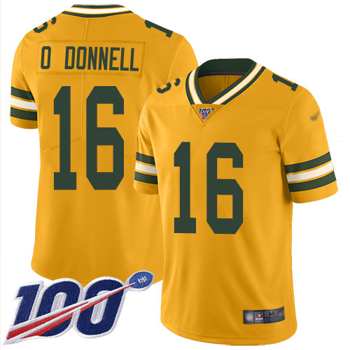 Packers #16 Pat O'Donnell Gold Youth Stitched Limited Inverted Legend 100th Season Jersey