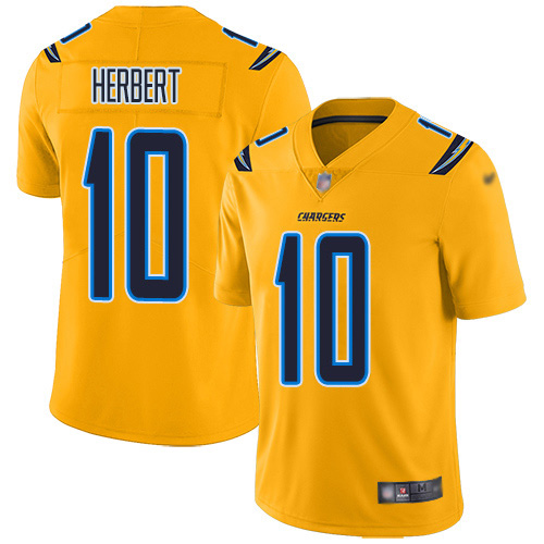 Chargers #10 Justin Herbert Gold Youth Stitched Limited Inverted Legend Jersey