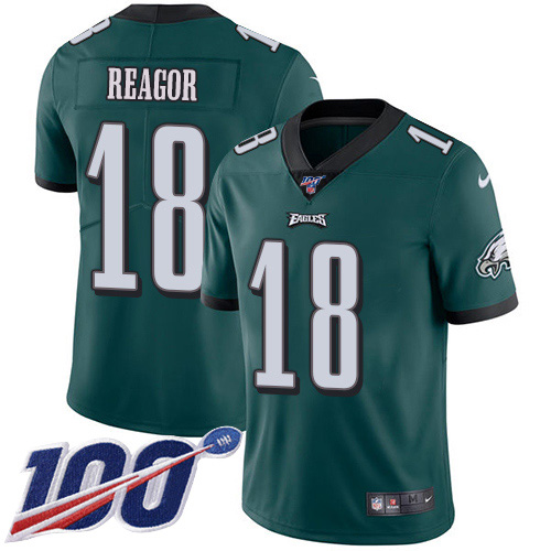 Philadelphia Eagles #18 Jalen Reagor Green Team Color Men's Stitched 100th Season Vapor Untouchable Limited Jersey Men's