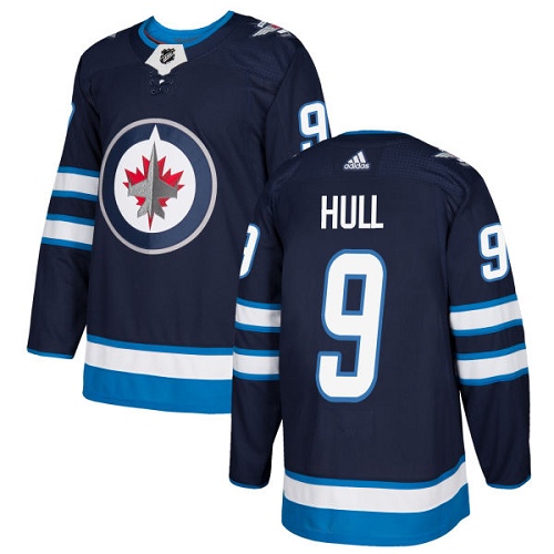 Adidas Winnipeg Jets #9 Bobby Hull Navy Blue Home Authentic Stitched Jersey Men's