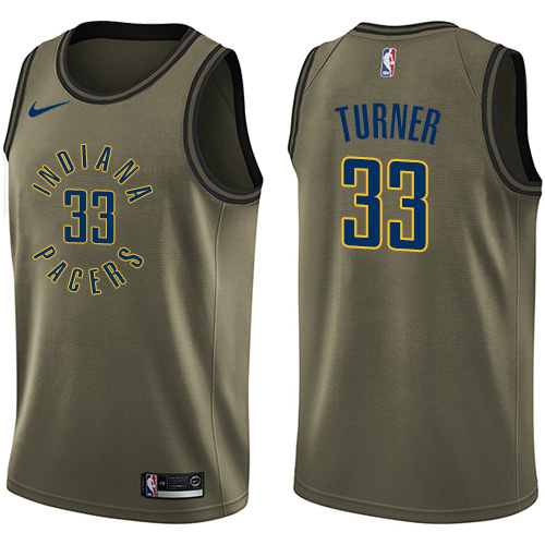 Indiana Pacers #33 Myles Turner Green Salute to Service Youth Swingman Jersey Youth