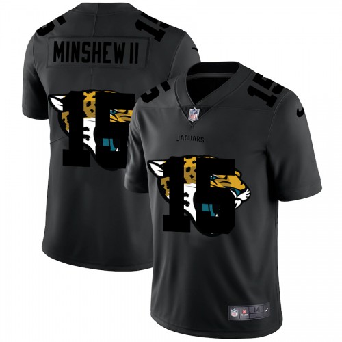 Jacksonville Jacksonville Jaguars #15 Gardner Minshew II Men's Team Logo Dual Overlap Limited Jersey Black Men's