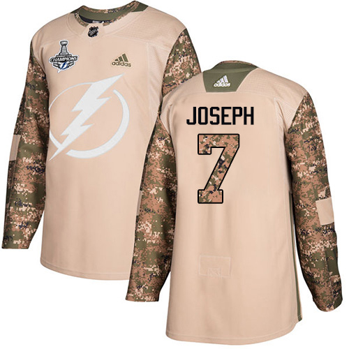 Adidas Tampa Bay Lightning #7 Mathieu Joseph Camo Authentic 2017 Veterans Day Youth 2020 Stanley Cup Champions Stitched Jersey Youth