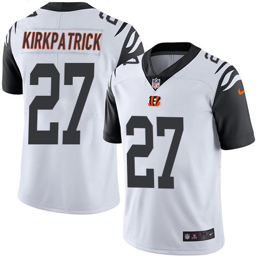 Cincinnati Bengals #27 Dre Kirkpatrick White Youth Stitched Limited Rush Jersey Youth