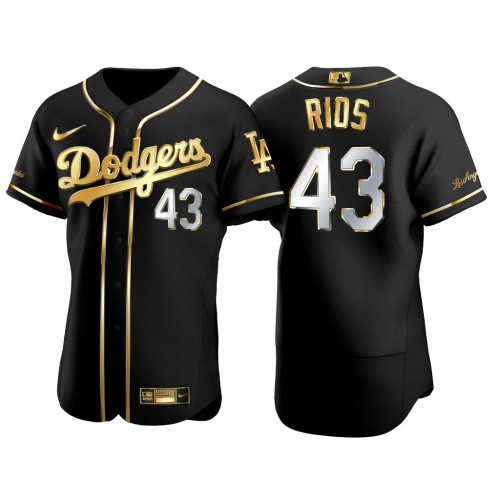 Los Angeles Los Angeles Dodgers #43 Edwin Rios Men's Authentic 2021 Gold Program Jersey Black Men's