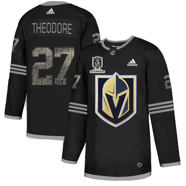 Adidas Golden Knights #27 Shea Theodore Black 2023 Stanley Cup Champions Authentic Team Logo Fashion Stitched Jersey