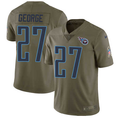 Tennessee Titans #27 Eddie George Olive Men's Stitched Limited 2017 Salute to Service Jersey Men's